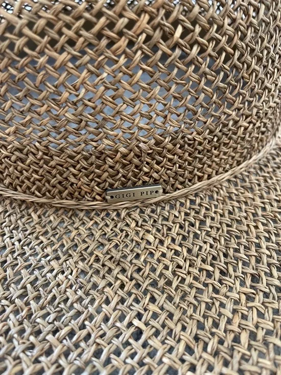 Gigi Pip Wide Brim Woven Straw Sun Hat - Brown - Picture 2 of 4